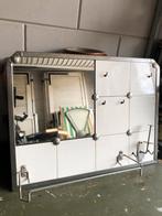 spiegel keramiek ijsdecor chroom metalen frame jaren 50, Ophalen of Verzenden, Overige vormen, Minder dan 50 cm