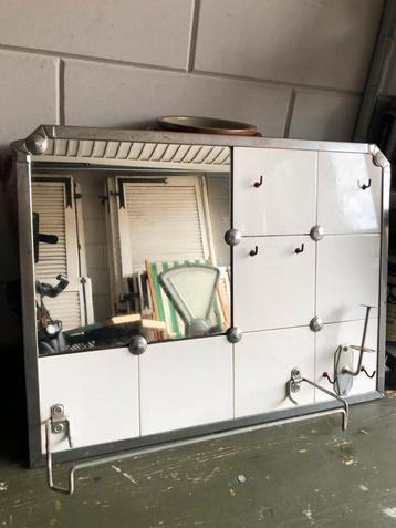 spiegel keramiek ijsdecor chroom metalen frame jaren 50 beschikbaar voor biedingen