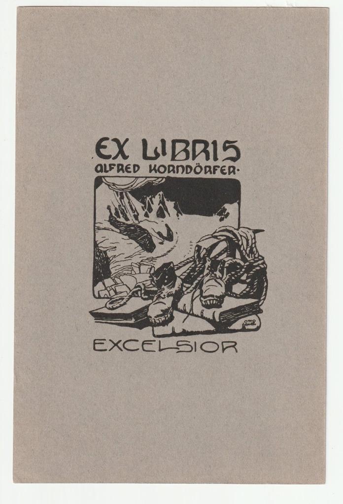 Ex Libris Alfred Korndörfer Excelsior Otto Barth, Antiek en Kunst, Kunst | Etsen en Gravures, Verzenden