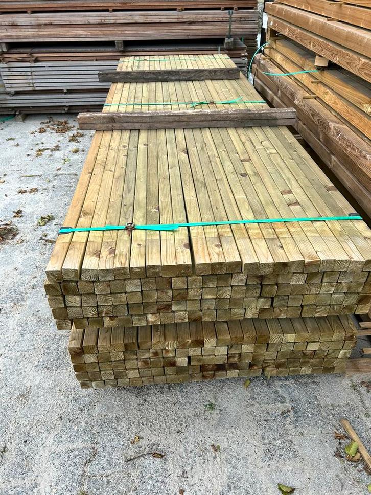 Geimpregneerde regels 45 x45 mm balkjes, Tuin en Terras, Palen, Balken en Planken, Nieuw, Balken, 250 cm of meer, Ophalen of Verzenden