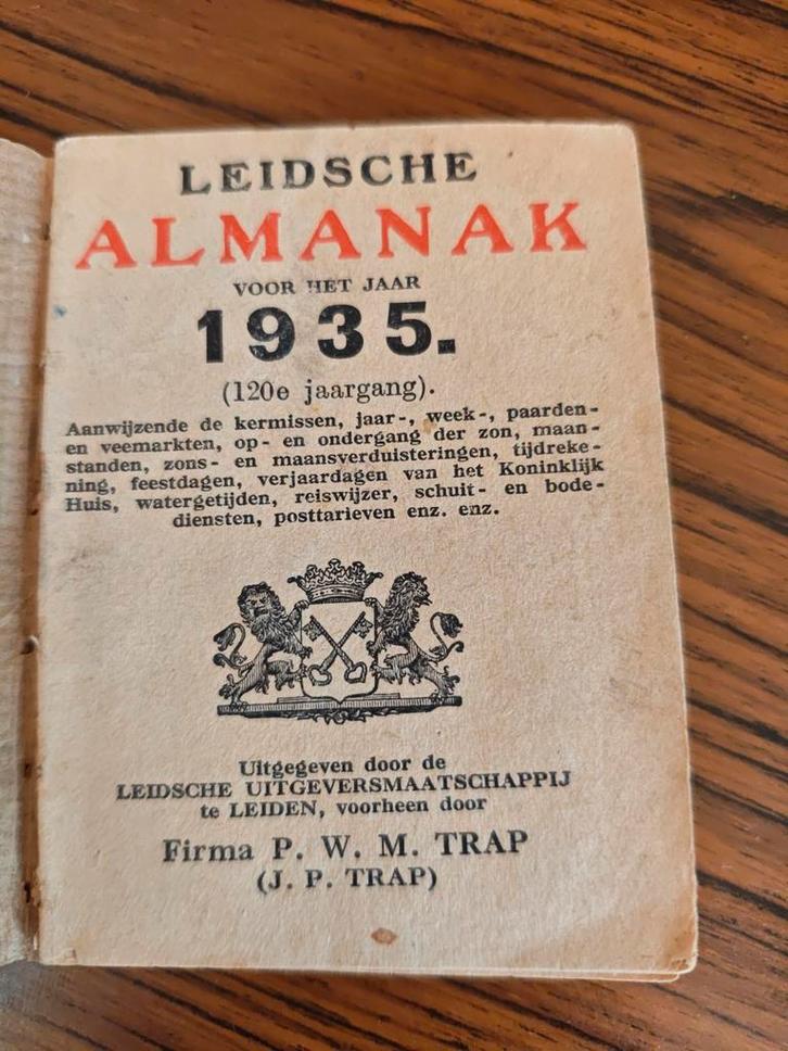 Leidsche Almanak 1935 - Zeldzaam Exemplaar, Antiek en Kunst, Antiek | Boeken en Bijbels, Ophalen