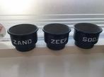 Emaille petrol blauwe zand,zeep,soda bakjes., Antiek en Kunst, Antiek | Emaille, Ophalen of Verzenden