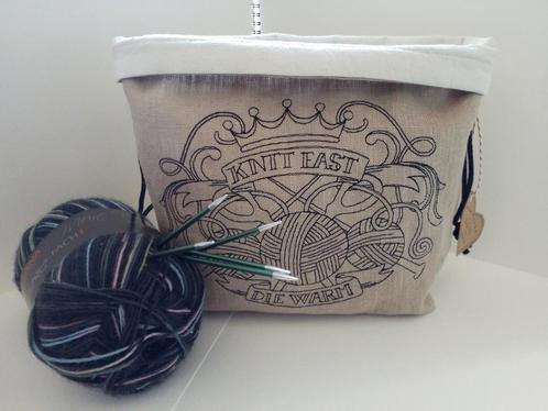 Breitas project bag van linnen met echt borduur., Hobby en Vrije tijd, Breien en Haken, Nieuw, Breien of Haken, Wol of Garen, Ophalen of Verzenden