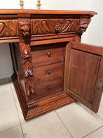 Eiken bureau met zwart inlegwerk, Ophalen