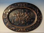 2x Mooi geslagen antiek koperen bord, ovaal met veel details, Antiek en Kunst, Antiek | Koper en Brons, Ophalen of Verzenden, Koper
