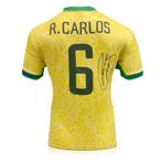 Roberto Carlos gesigneerd Brazilië 2024 voetbalshirt, Buitenlandse clubs, Shirt, Xxxx, Verzenden