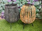 Set van twee windlichten - Beige & Zwart, Overige materialen, Beige, 25 tot 50 cm, Ophalen of Verzenden