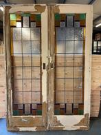 Set schuif / en-suite deuren met glas in lood 214x146cm, Antiek en Kunst, Ophalen