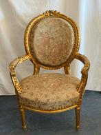 Koniklijke antieke stoel met engels medaillonstof, Ophalen