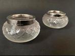Antiek Kristal met Zilver Zoutpotjes, 1904, Antiek en Kunst, Ophalen of Verzenden, Zilver