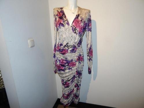 Rena Lange zijde stretch jurk gesmockte voorkant bloemen D42, Kleding | Dames, Jurken, Nieuw, Maat 42/44 (L), Overige kleuren