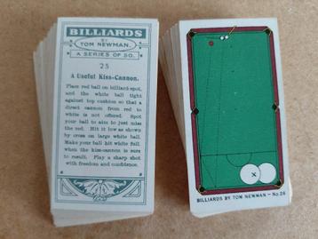 Billiards by Tom Newman complete set 50 cigarette cards 1929 beschikbaar voor biedingen