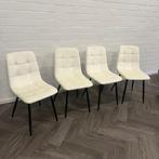 4 Fluwelen eetkamerstoelen, Huis en Inrichting, Stoelen, Wit, Stof, Ophalen of Verzenden, Zo goed als nieuw