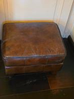 Vintage leren voetenbankje, Ophalen, Gebruikt, Leer, Rechthoekig