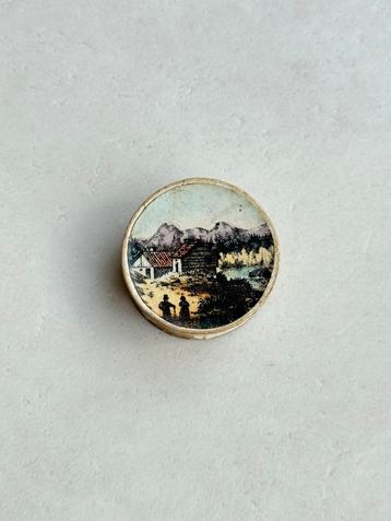 Antiek kartonnen biedermeier sieradendoosje juwelendoosje beschikbaar voor biedingen