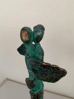 Bronzen beeld op glazen blok, Antiek en Kunst, Kunst | Designobjecten, Ophalen of Verzenden