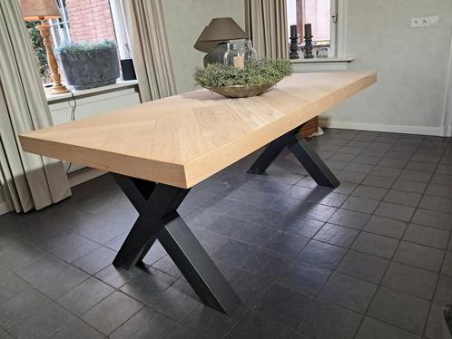 Prachtige eetkamertafel met opgelegd eiken LAATSTE TAFEL, Huis en Inrichting, Tafels | Eettafels, Nieuw, 50 tot 100 cm, 200 cm of meer