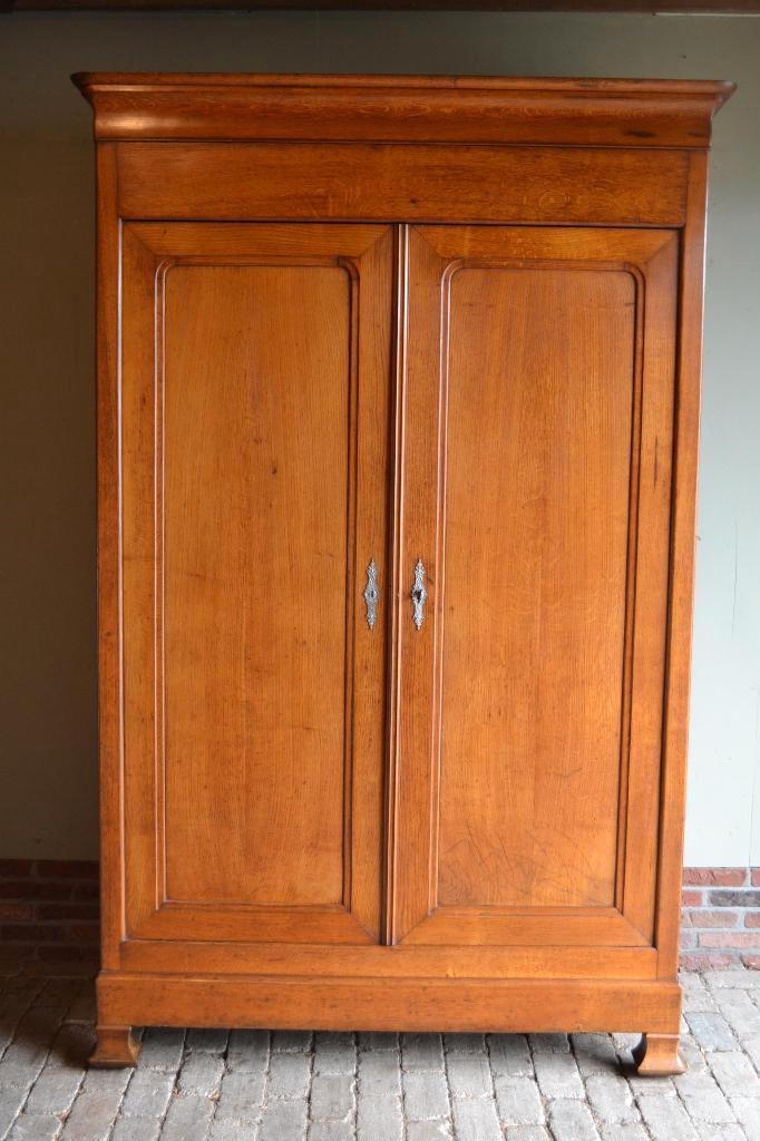 Prachtige strakke antieke eiken houten Louis Philippe kast, Antiek en Kunst, Antiek | Meubels | Kasten, Verzenden