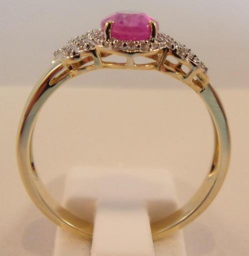Nieuwe massief gouden designer ring met roze Saffier, Sieraden, Tassen en Uiterlijk, Ringen, Nieuw, Dame, 20 of groter, Roze, Goud