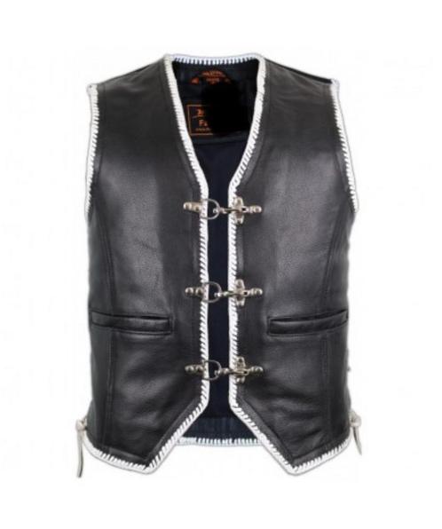 leather vest, leer, biker, rocker, zwart, wit, man, vrouw, Motoren, Kleding | Motorkleding, Jas | leer, Dames, Heren, Nieuw met kaartje