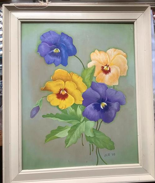 Stilleven, vanitas, bloemen, violen, bloem schilderij, plant, Antiek en Kunst, Kunst | Schilderijen | Klassiek, Ophalen of Verzenden
