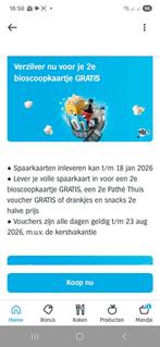 AH zegelkaarten 2de bioscoop kaartje pathe gratis, Tickets en Kaartjes, Eén persoon, Kortingsbon, Overige typen