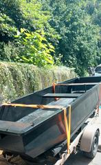 Stalen boot roeiboot sloep platbodem, Watersport en Boten, Ophalen, Gebruikt, Overige typen, Motorboot