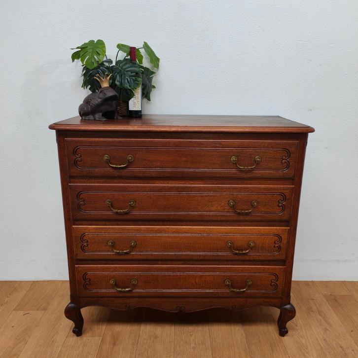 Vintage Ladekast landelijke Queen Ann Commode ladekastje 014, Huis en Inrichting, Kasten | Ladekasten, Gebruikt, Minder dan 100 cm