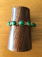 Goudkleurige Armband met Groene Steentjes, Sieraden, Tassen en Uiterlijk, Armbanden, Ophalen of Verzenden, Zo goed als nieuw, Goud