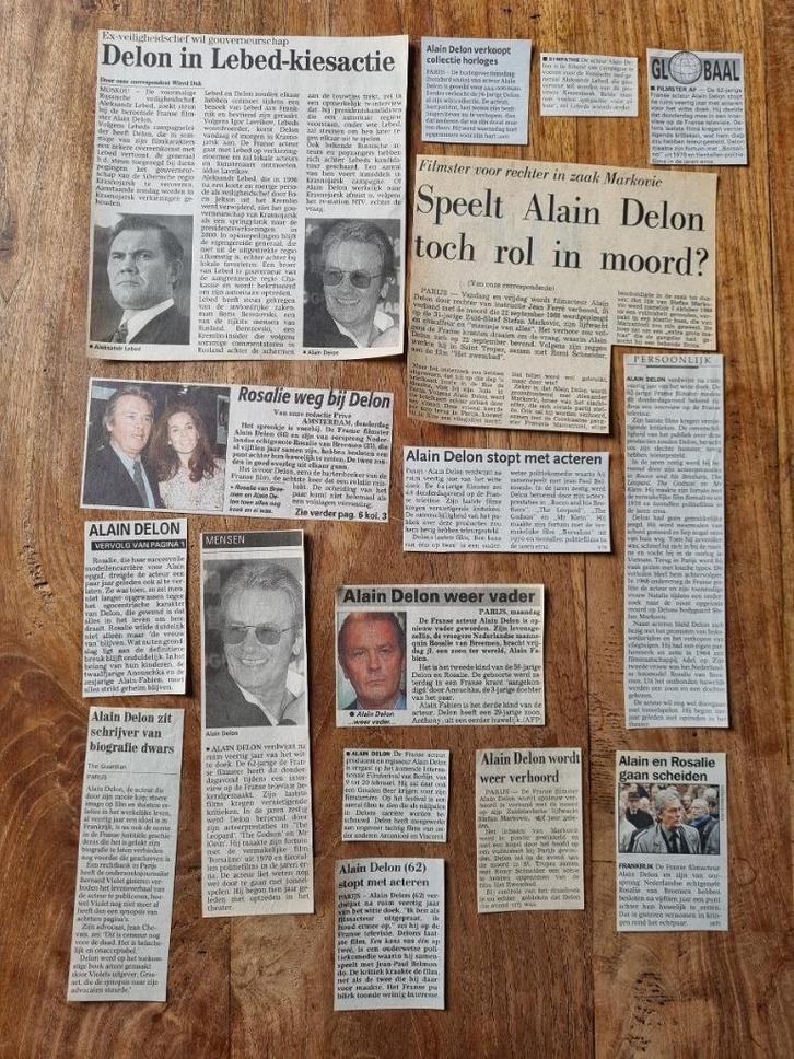 Artikelen Franse acteur Alain Delon (1973 - 2012), Verzamelen, Tijdschriften, Kranten en Knipsels, Knipsel(s), 1980 tot heden