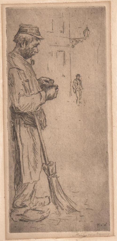 Waning, Martin van - Straatveger Ets 30er jaren, Antiek en Kunst, Kunst | Etsen en Gravures, Ophalen of Verzenden