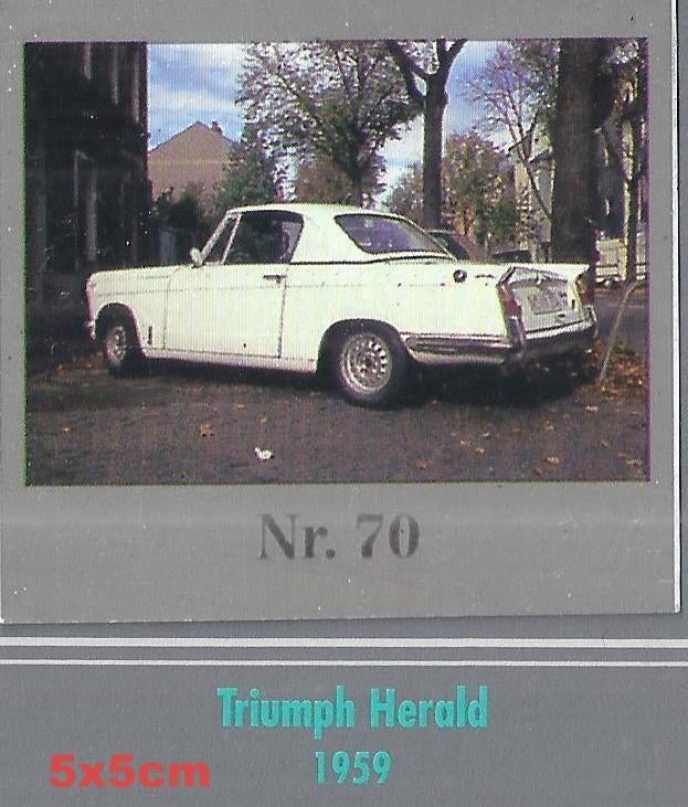 Vp54 autokaartje 70 triumph herald --- 1959 - 5cm x 5cm, Ophalen of Verzenden, Zo goed als nieuw, Auto's
