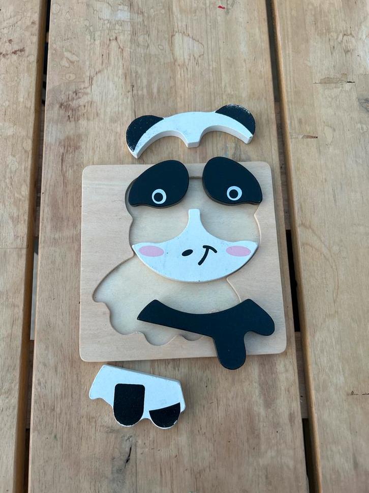 Houten Puzzel Panda, Kinderen en Baby's, Speelgoed | Kinderpuzzels, Gebruikt, 2 tot 4 jaar, Minder dan 10 stukjes, Van hout, Ophalen of Verzenden