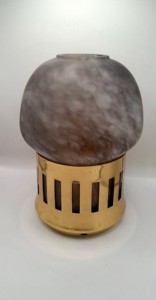 Vintage Mason constant-flame lamp met uniek glas – compleet, Antiek en Kunst, Antiek | Lampen, Ophalen of Verzenden