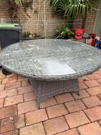 Wicker tuintafel met glasplaat, Tuin en Terras, Tuintafels, Ophalen, Zo goed als nieuw, Rond, Wicker