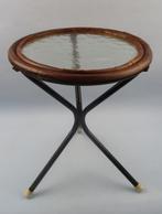 Vintage Rohé Noordwolde rotan bijzettafeltje jaren 60, Minder dan 45 cm, Minder dan 55 cm, Gebruikt, Rond
