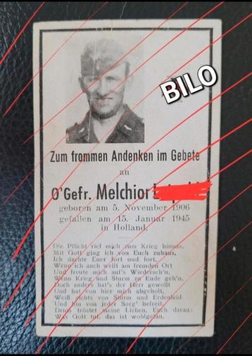 Luftwaffe Sterbebild 1945 Almelo / Ysselsteyn WO2 Holland  beschikbaar voor biedingen