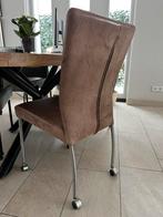 Eetkamerstoelen leder, Huis en Inrichting, Ophalen, Bruin, Leer, Zo goed als nieuw