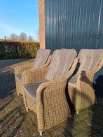 4 Wicker Tuinstoelen met Kussens, Tuin en Terras, Tuinstoelen, Ophalen, Zo goed als nieuw, Wicker