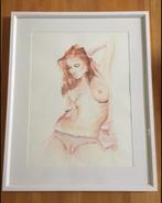 Aquarell DIN A3, Portrait Gemälde Original Signiert, sexy, Antiek en Kunst, Verzenden