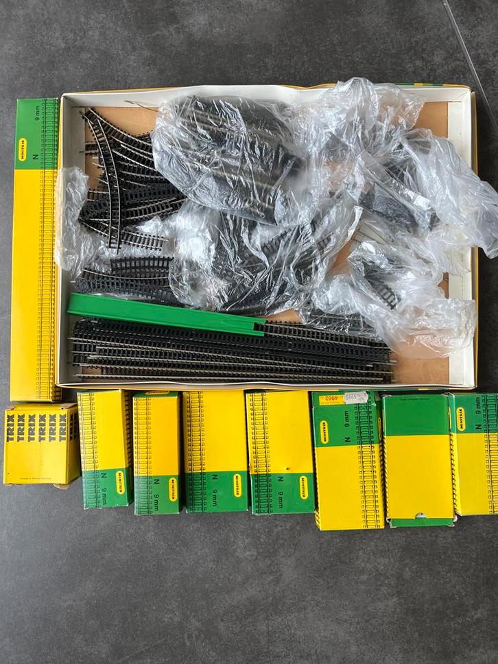 Minitrix N Spoor Rails & Wissels - Veel!, Hobby en Vrije tijd, Modeltreinen | N-Spoor, Gebruikt, Rails, Gelijkstroom, Trix, Analoog