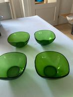 Set van 4  emerald  groene glazen schaaltjes. Vintage stijjl, Ophalen of Verzenden