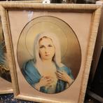 Vintage Religieuze Prenten Maria en Jezus in antiek lijst, Antiek en Kunst, Antiek | Religie, Ophalen of Verzenden