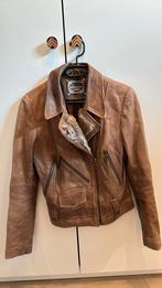 Leren bikerjas, Verzenden, Zo goed als nieuw, Maat 38/40 (M), Bruin