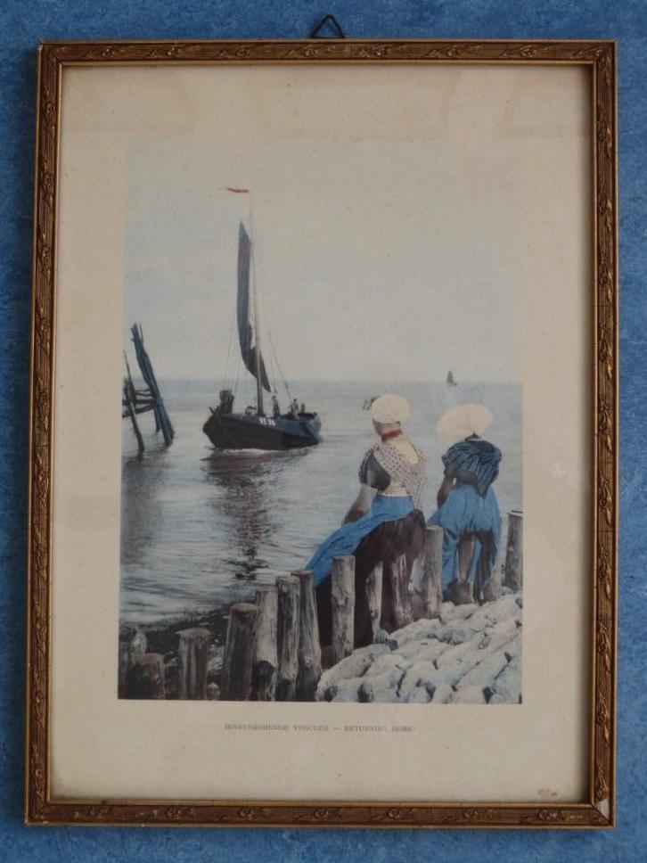 Binnenkomende visscher - Yerseke  - vintage scheepvaart, Antiek en Kunst, Kunst | Tekeningen en Foto's, Ophalen of Verzenden
