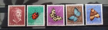 Zwitserland : Pro Juventute 1952 Insecten postfris 575-579 beschikbaar voor biedingen