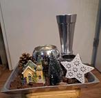 Vintage Kerstdecoratie Dienblad Kandelaars Kerk Ster Vaas, Diversen, Kerst, Ophalen of Verzenden, Gebruikt