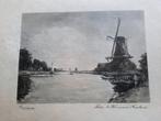 Molen de Noordermolen, Friesland - Gravure, Antiek en Kunst, Kunst | Etsen en Gravures, Ophalen of Verzenden