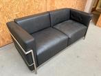 Zwart leren zitbank, Ophalen, Gebruikt, 150 tot 200 cm, Tweepersoons