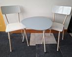 retro tafeltje + 2 stoelen, Ophalen, Gebruikt, Twee, Grijs